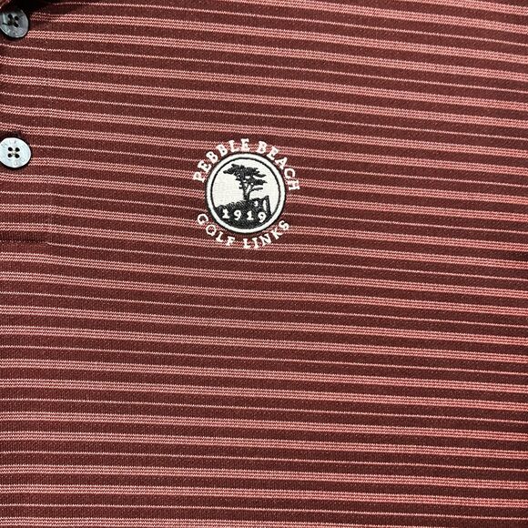 Nike‎ Golf Shirt Mens Red Striped XL Pebble Beach Short Sleeve Golf Dri-Fit UV - Picture 3 of 12